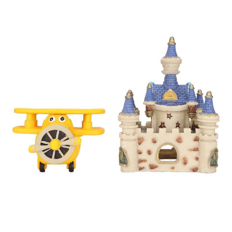 Aquarium Resin Airplane Castle Decoration Simulation Safe Cartoon Fish Tank
