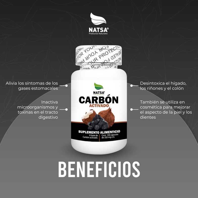Carbón Activado 100 cápsulas, calidad Premium
