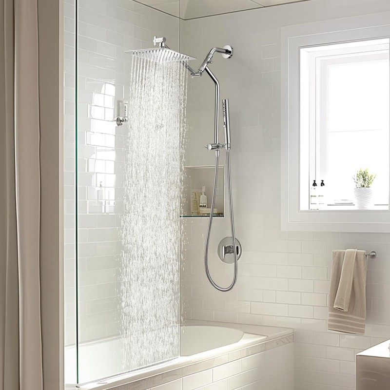 G-Promise All Metal Rain Shower Head with Massage Mode Handheld