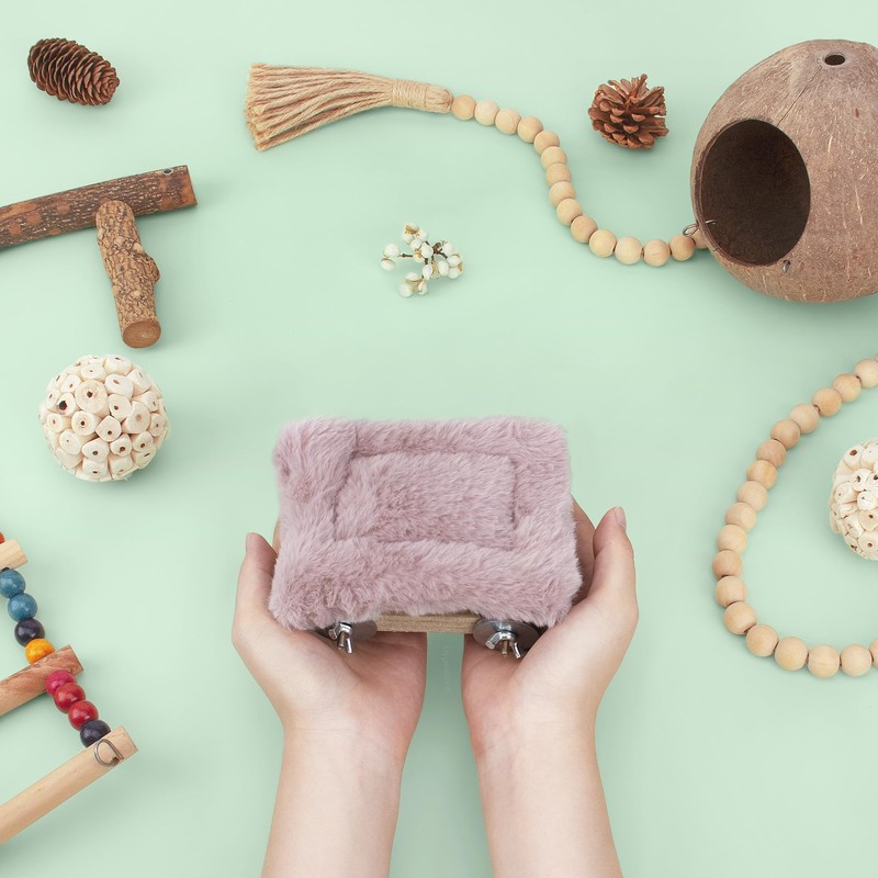 Bird Hammock Bed for Cage Parrot Perch Wooden Parakeet Sleeping