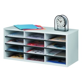 Fellowes 25004 12-Section Compartment Sorter, Melamine Laminated, Dove Gray