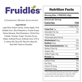 Fruidles Charming Roses Lollipops, Large Lollipop Sucker, Mixed Fruit Flavor, Individually Wrapped, 34g (Pack of 12)
