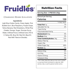Fruidles Charming Roses Lollipops, Large Lollipop Sucker, Mixed Fruit Flavor, Individually Wrapped, 34g (Pack of 12)