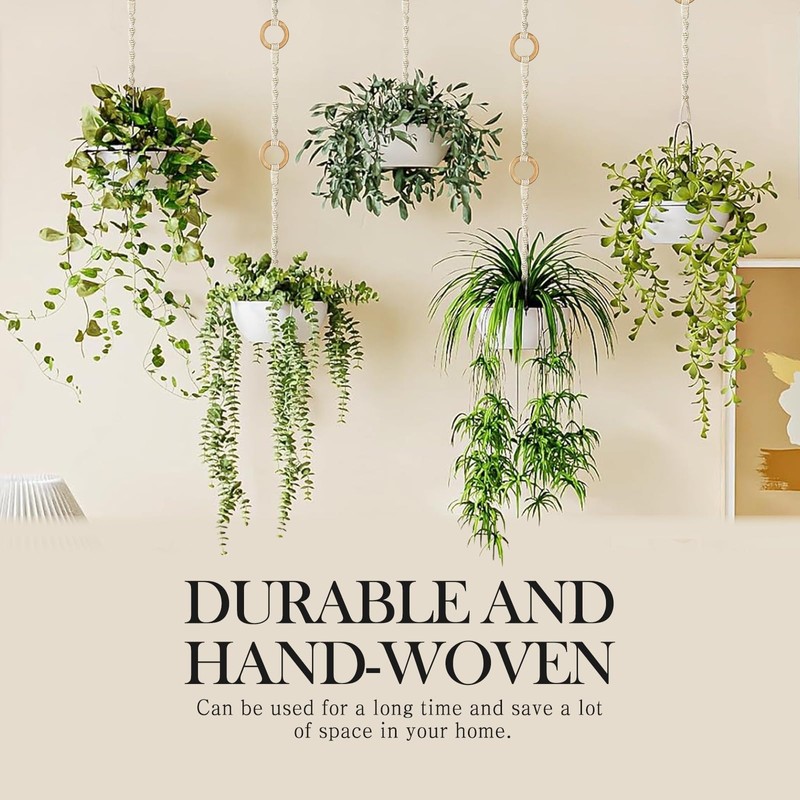 8 Pack Connectable Macrame Plant Hangers, Hanging Plant Extender with