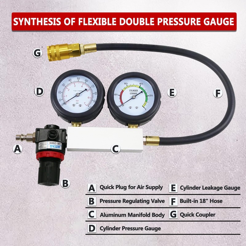 Cylinder Leak Down Tester Kit,Automotive Engine Pressure Gauges Compression Test