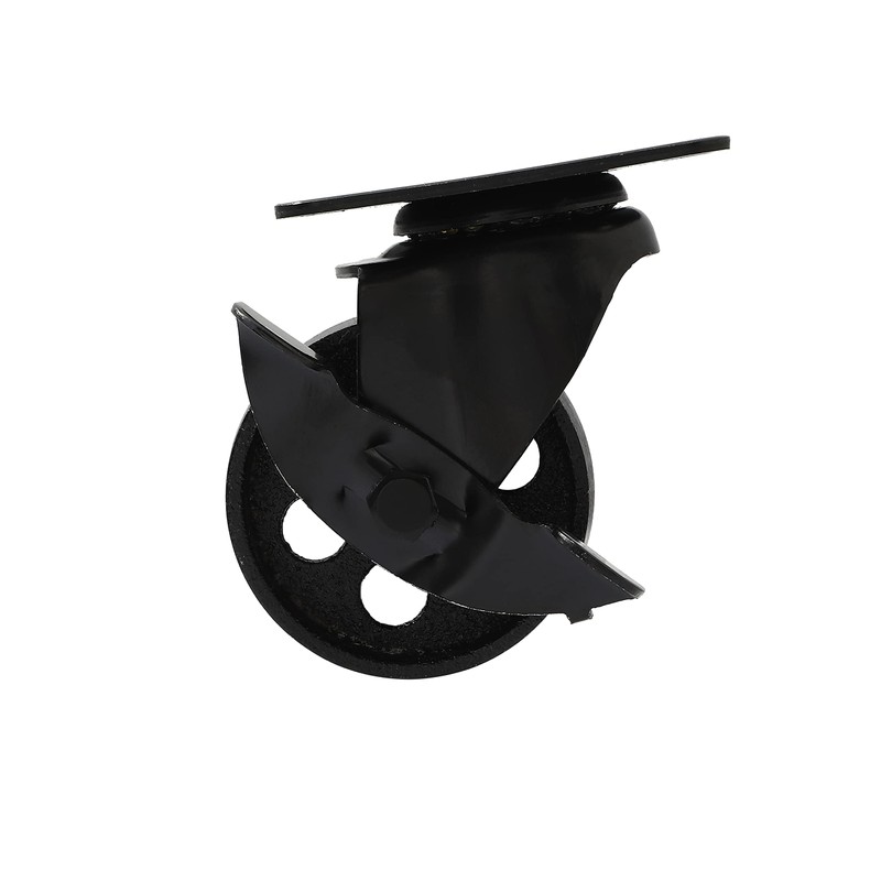 FactorDuty 4 All Black Metal Swivel Plate Caster Wheels w/Brake