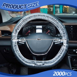 DaisyInner 2000 Pcs Universal Disposable Steering Wheel Cover Plastic Clear Steering Wheel Protectors with Elastic for Car Maintenance, Body Repair Shops and Car Interior Protection