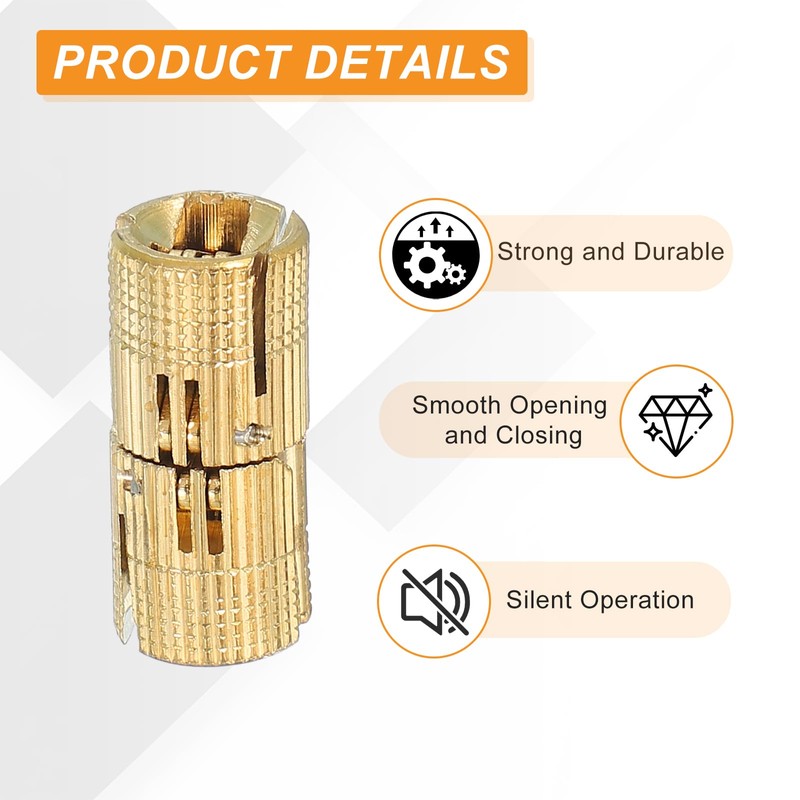 MECCANIXITY Brass Hidden Cylinder Hinges 14 mm Invisible Concealed Cylindrical