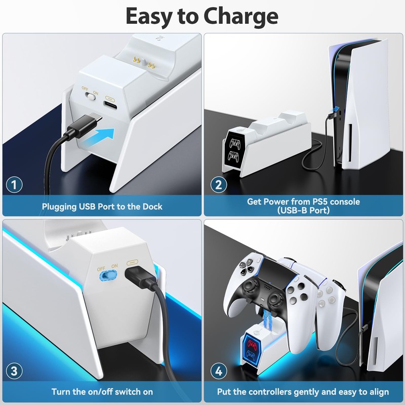 P5 Controller Charger Station Compatible with Play 5 Faceplates Edge