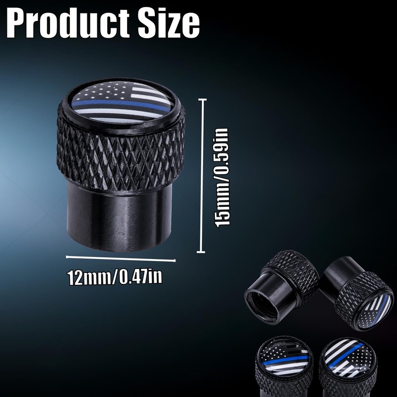 MEAJOO 4 PCS American Flag Tire Valve Stem Caps, Corrosion
