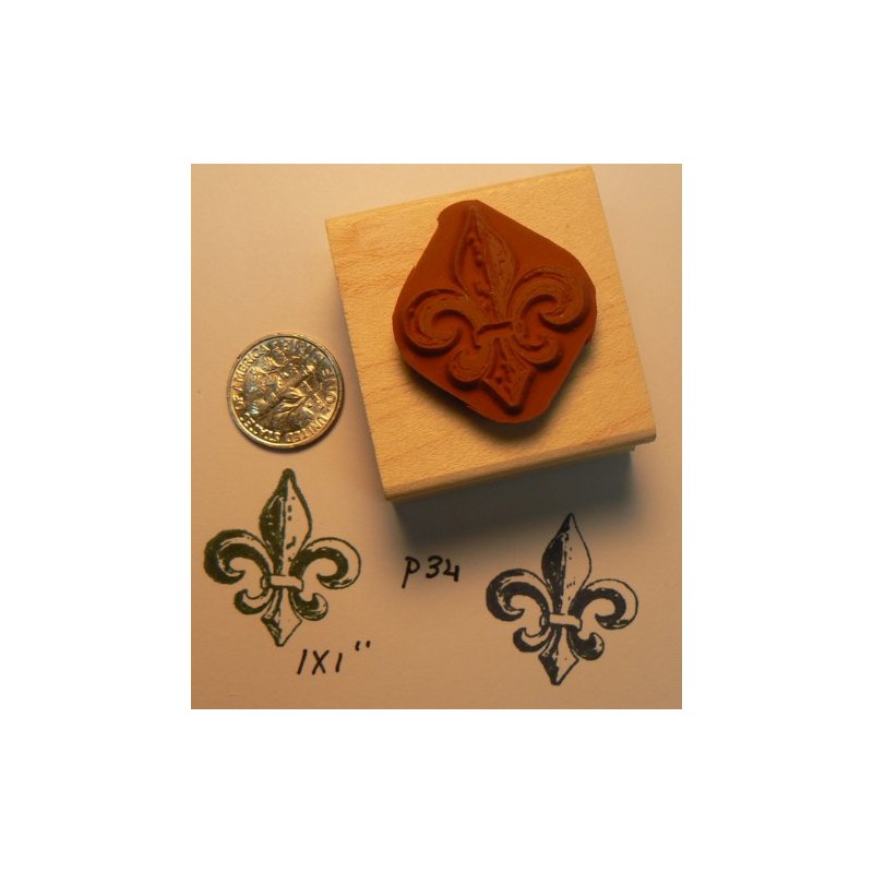 Fleur De Lis Rubber Stamp WM p34 by Dragonflylaser