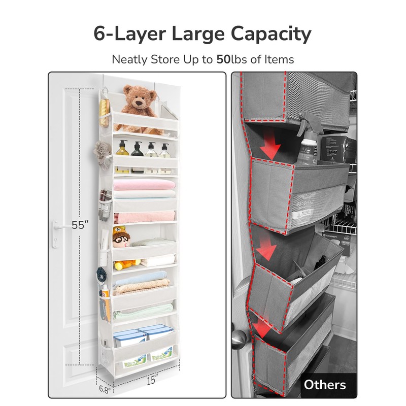 ULG 2 Pack Over The Door Organizer with 6 Large