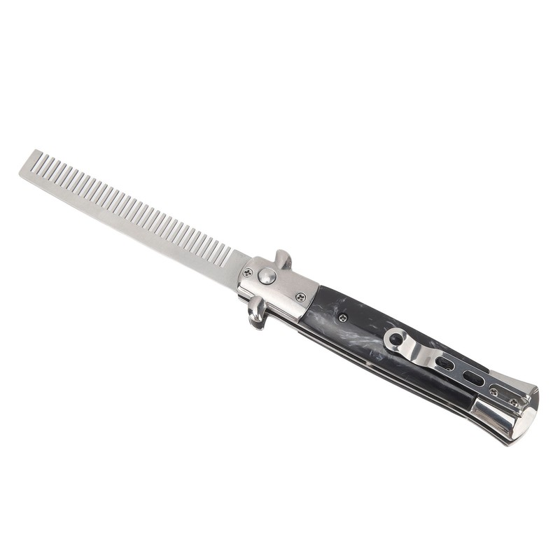 Switchblade Comb Men Automatic Push Button Foldable Pocket Oil Hair