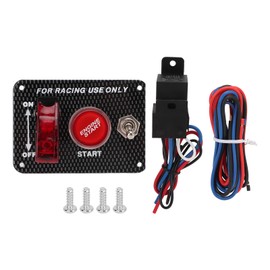 Universal Carbon Fiber Style 12V Ignition Switch Panel Aluminium Alloy Engine Start Push Button for Car