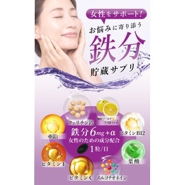 鉄分 サプリ 葉酸サプリ フェリチン鉄 【医学博士監修 国内製造】 葉酸 亜鉛 ビタミンC ビタミンE ビタミンB12 マルチビタミン 貯蔵鉄 まめ 鉄 エルゴチオネイン ソフトカプセル サプリメント 60粒/30粒×2袋 60日分