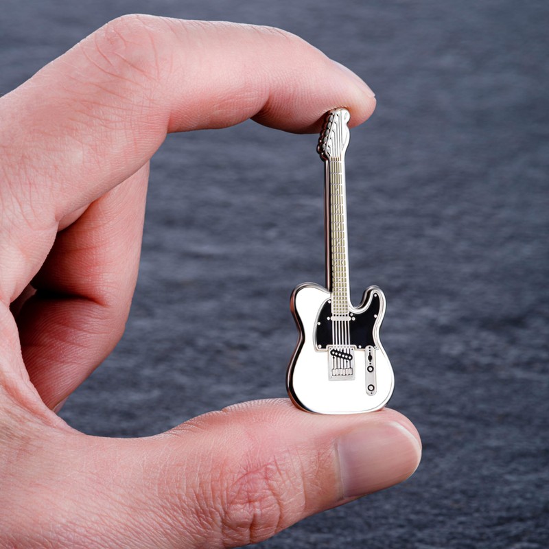 Geepins White Tele Guitar Pin Badge | Miniature Brooch |