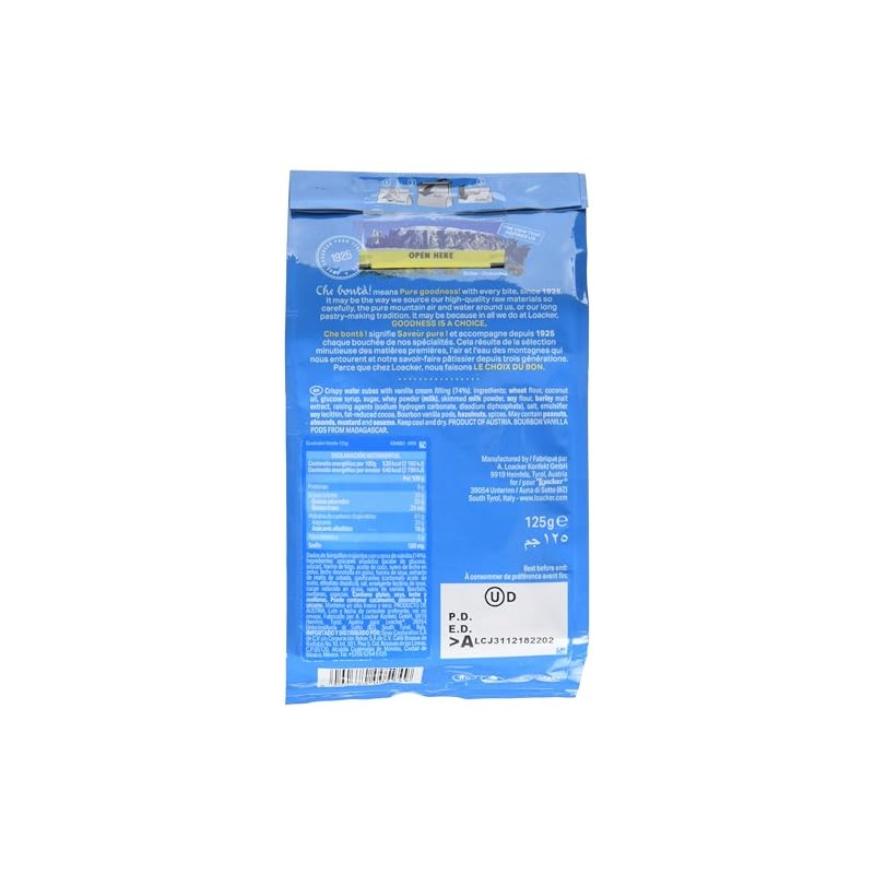 Loacker Galletas Quadratini Wafer Sabor Vainilla, 125 g