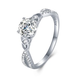 Atylyk Engagement Moissanite Rings Gold Plated 925 Sterling Silver Rings 1ct G Color VVS1 Eternity Wedding Stackable Ring for Women