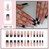 Black French Fake Nails Square Press on Nails 3D Butterfly