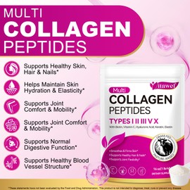 Maaoun Collagen Peptides Powder, Multi Type I II III V X with Hyaluronic Acid, Biotin & Vitamin C, Unflavored Hydrolyzed Protein, Collagen for Women, Men, Keto & Paleo Friendly, Unflavored, 16 oz