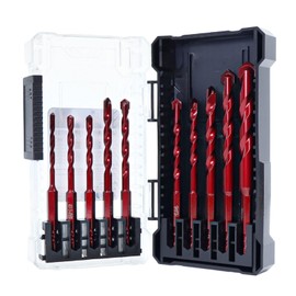 Keewaki Masonry Drill Bit Set - 10-Piece Hex Shank Set for Tile, Brick, Concrete & Stone - Includes 5/32" to 1/2" Sizes with Storage Case - Durable, Sharp Carbide Drill Bits for Fast, Precise Drilling