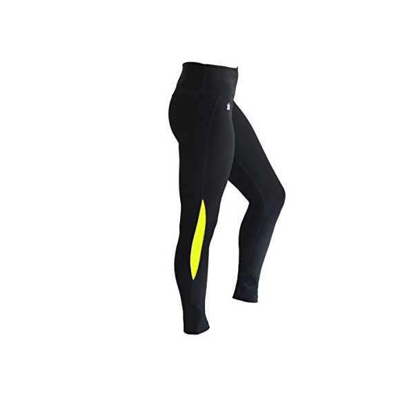 dimok Yoga Pants High-Waist Tummy Control w Hidden Pocket - Black with Variety Inserts (M, Black Yellow Insert)