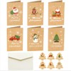 Merry Christmas Greeting Cards, ALXCD 12 Pcs Mini Size (7cm * 10.5cm) Cute Festival Greeting Cards & Envelopes for Christmas, Pack of 12, 2X6 Small Brown