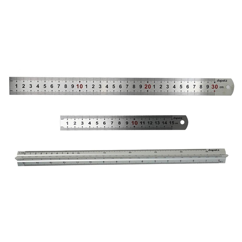 Dapetz ® 3 Pcs Set Stainless Steel Ruler Metal Double