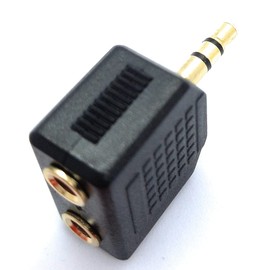 DRUT 3.5mm Stereo Jack to Twin 3.5mm Sockets Splitter Speaker, Headphone Cable Adapter, Gold Connectors