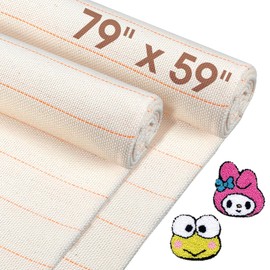 2PCS 79" x 59" Large Tufting Cloth, Primary Tufting Cloth with Marked Lines for Tufting Guns, Four Edges Sewn Monks Cloth for Punch Needle Tufting Rug DIY Crafts