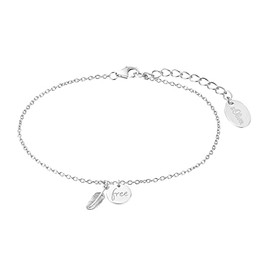 s.Oliver 2032580 Women's Bracelet 925 Sterling Silver 16 + 3 cm Silver Feather Comes in Jewellery Gift Box, Precious metal, No Gemstone