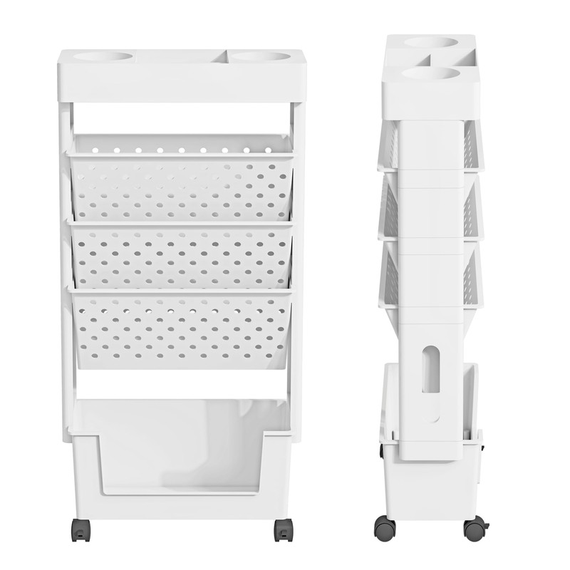 yeavs 5-Tier Mobile Bookshelf, Rolling Bookcase Book Storage Rack, Movable