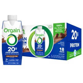 Orgain Clean Grass Fed Protein Shake, Creamy Chocolate Fudge, 11 Fl Oz, 18-Pack