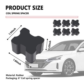 6PCS Car Coil Spring Spacers,Heavy Duty Rubber Coil Spring Booster for 1" to 1.5" Coil Spring Lift,Professional Spring Spacers Car Accessories for Most Cars Trucks SUVs