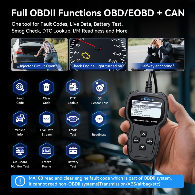 ICARZONE OBD2 Scanner MA100 Professional Car Code Reader OBDII Scan