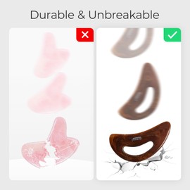 Scienlodic Gua Sha Massage Tool with Handle (Resin) Larger Guasha Body Scraping Tool for Back Legs Neck Massage, Lymphatic Drainage, Cellulite Remove - Large Brown