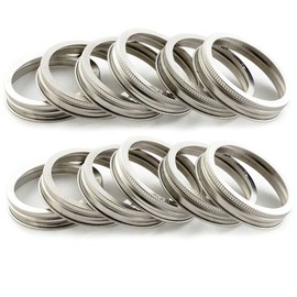 Trellis + Co. Stamped Stainless Steel Wide Mouth Mason Jar Replacement Rings/Bands/Tops | Durable & Rustproof | for Pickling, Canning, Storage (12 Pack)