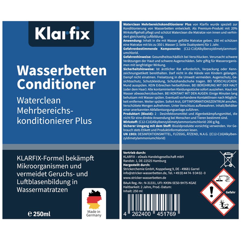 Klarfix Waterclean Multi-Purpose Conditioner Plus | Fights Microorganisms and Prevents