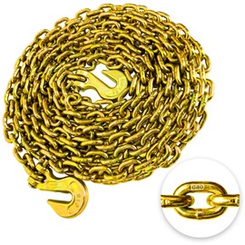YATOINTO G80 Transport Binder Chain 1/4 Inch x 20 Foot Safety/Binder Chain with Clevis Grab Hooks 3,300 lbs Safe Working Load Logging Chain for Transporting Towing Tie Down Binding Equipment