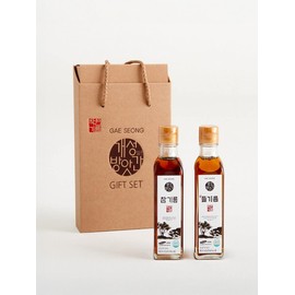 Gaeseong Mill 2 types of Gaeseong Mill gift sets (1 sesame oil 180ml + 1 perilla oil 180ml) / 개성방앗간 선물세트 2종 (참기름180ml 1개 + 들기름 180ml 1개)