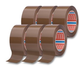 Tesa 4280 Packaging Tape - 6 Rolls Tape for Packaging, Boxes, Moving, Warehouse, Work, Sealing Guaranteed - 48mm x 50m, Brown/Havana (6 Rolls)
