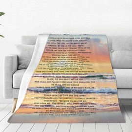 Psalm 91 Blanket Christian Gifts Religious Bible Verse Scripture Throw Blanket Comfy Plush Flannel Fleece Warm Soft Fluffy Fuzzy Blanket for Prayer Women Teens for Bed Sofa Couch 40"X50"
