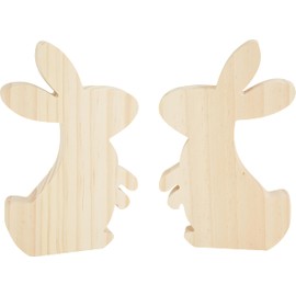 VBS Holz-Hasen Set 2 Stk. - Stehfiguren, aus Kiefernholz, H 14 cm, Oster-Deko, zum Bemalen, Bekleben oder Dekorieren