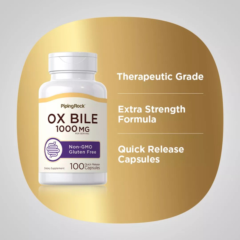 Piping Rock Ox Bile Supplement 1000mg | 100 Capsules |