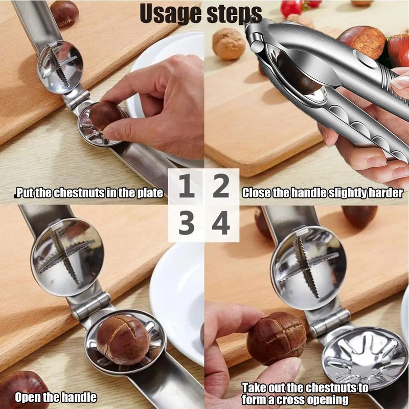 Nutcracker Chestnut Opener, 304 Stainless Steel Chestnut Cutter Tool Chestnut