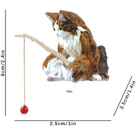 JJLFresheners Kawaii Resin Cat Ornaments,Miniature Animal Model Creative Decoration,Aquarium Ornament,Vivid Shape DIY Aquarium Cat Fishing Ornament,Home Resin Small Ornaments Gift