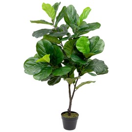 Northlight 4' Potted Two Tone Green Artificial Wide Fiddle Leaf Fig Tree