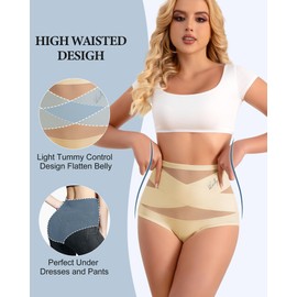 MIOTAN MIOTAN Women's Underwear 4 Pack High Waisted Tummy Control No Show Postpartum Underwear Panties Briefs (Multicolor,M)