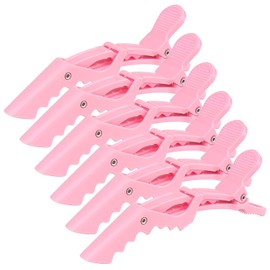 Crocodile Clips, Sectioning Hair Clips, Professional Large Hair Clips for Styling, Women Girls Hairdressing Clips for Long Short Thick Fine Hair, No Crease, Anti-slip, Alligator Hairclips (Pink, 6Pcs)
