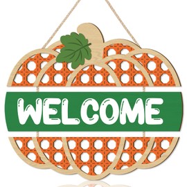 TOARTi 3Pcs Pumpkin Welcome Wooden Hanging Sign (29x26.9cm) Vintage Autumn Front Door Sign Farmhouse Thanksgiving Wall Hanging Fall Harvest Pumpkin Door Hanger for Outdoor Porch Home Decor